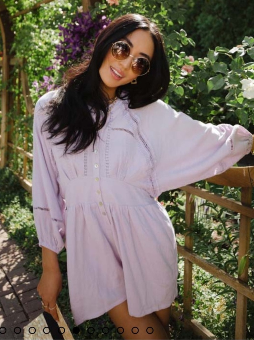 NWOTs Bohme Lavender Boho Mother of Pearl Button-Front Romper